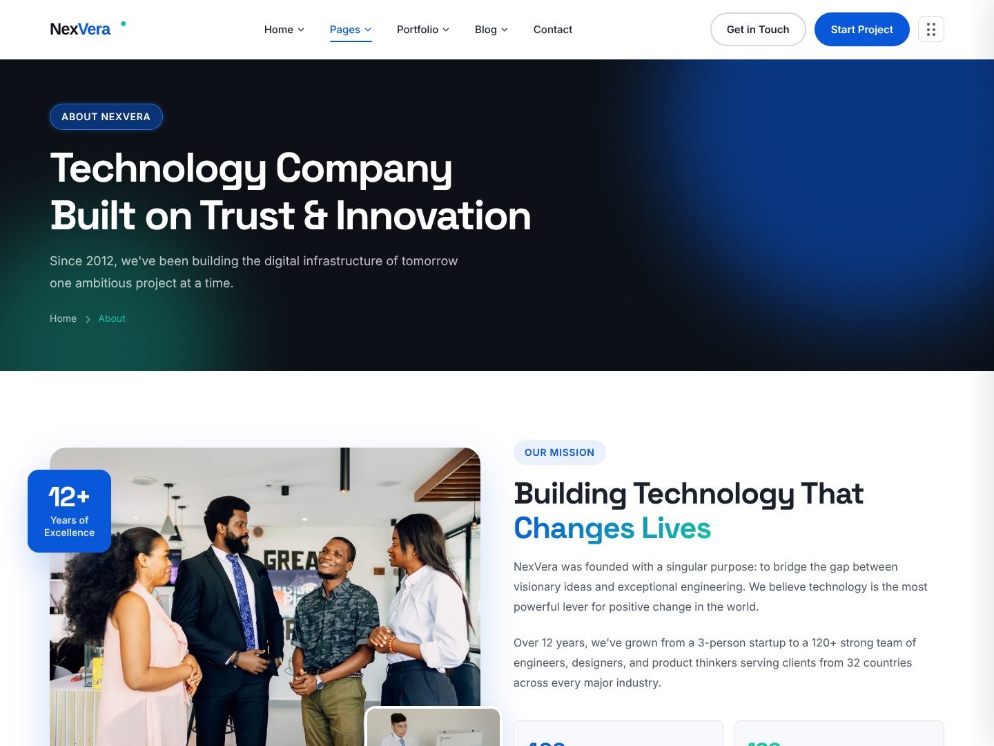 About Us page preview