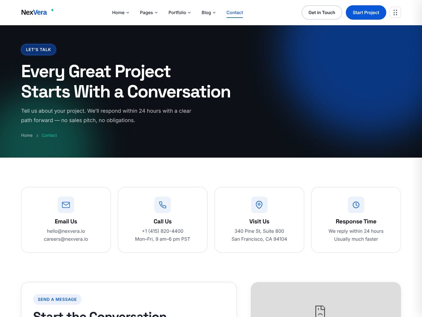 Contact page preview