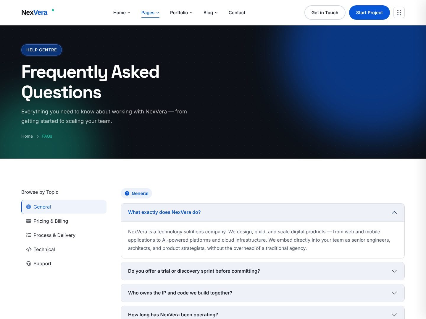 FAQs page preview