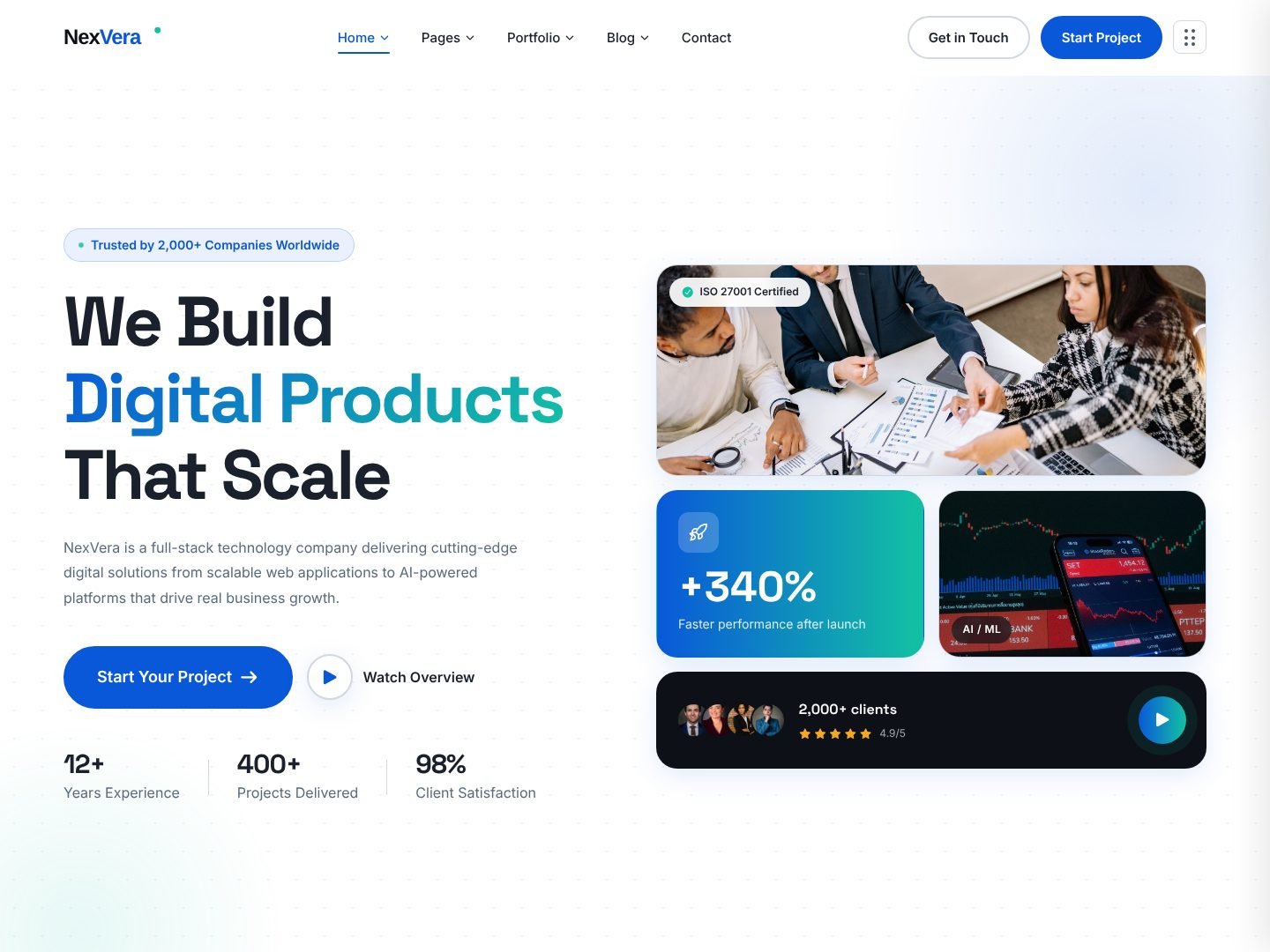NexVera IT Solutions homepage preview