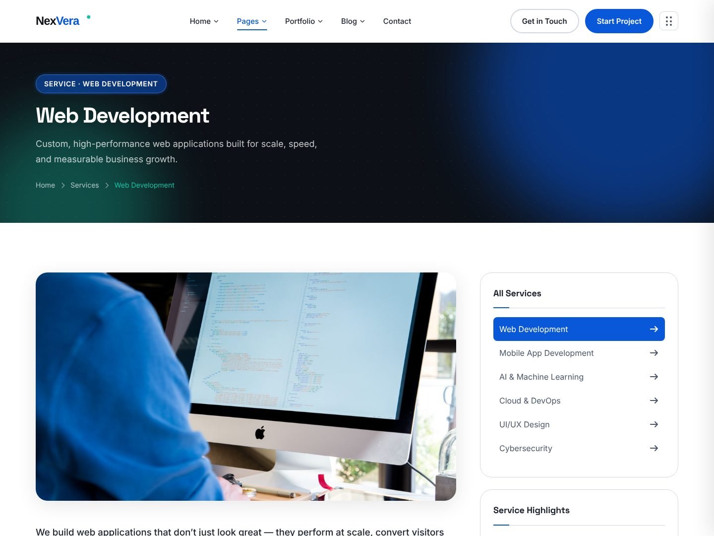 Service Detail page preview