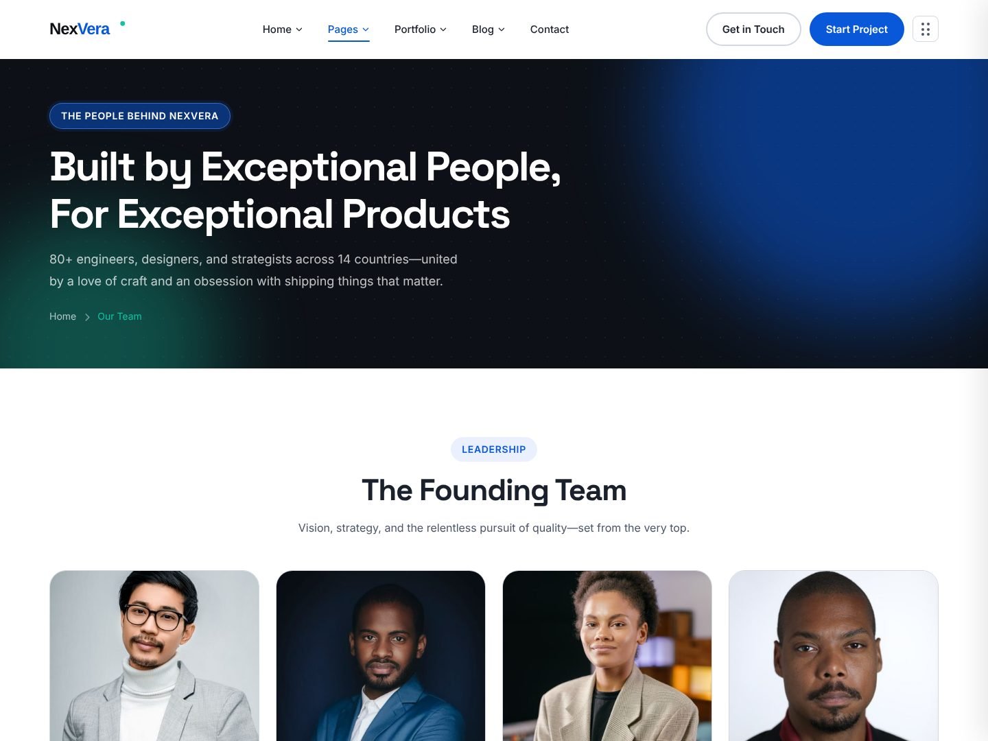 Our Team page preview