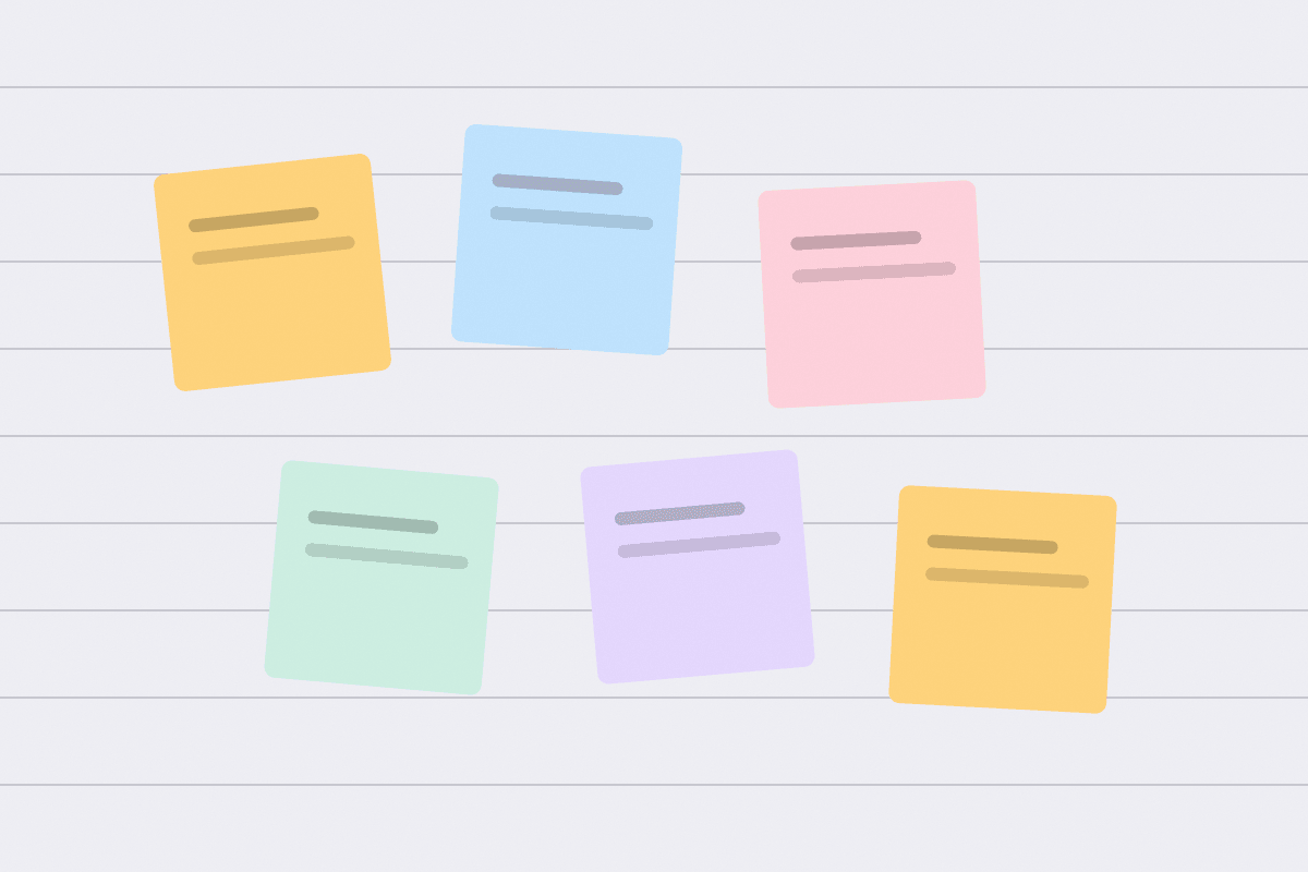 Notes from the session on sticky notes across a board